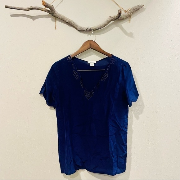 Sundance 100% Silk Navy Blue Blouse - Picture 1 of 9